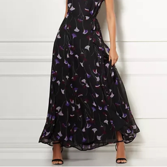 💜 NWT Eva Mendes Allison Maxi Wrap Dress 💜 - Picture 2 of 3